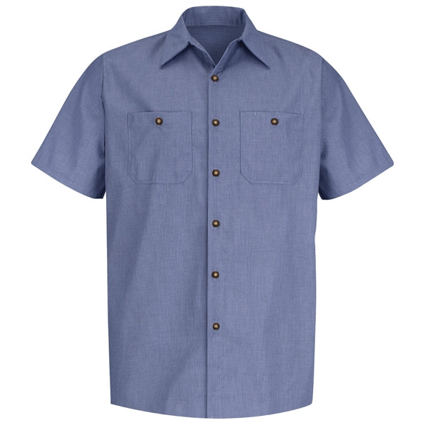 Red Kap Geometric Micro-Check Short Sleeve Work Shirt