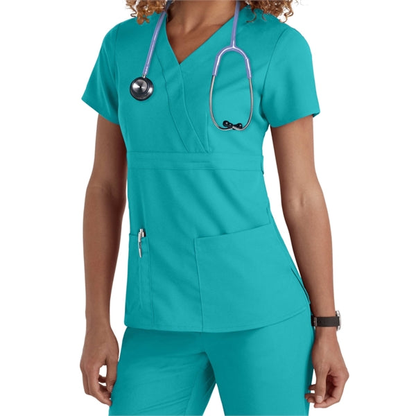 Barco Grey's Anatomy Women's 3-Pocket Mock Wrap Scrub Top