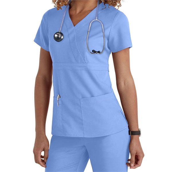 Barco Grey's Anatomy Women's 3-Pocket Mock Wrap Scrub Top