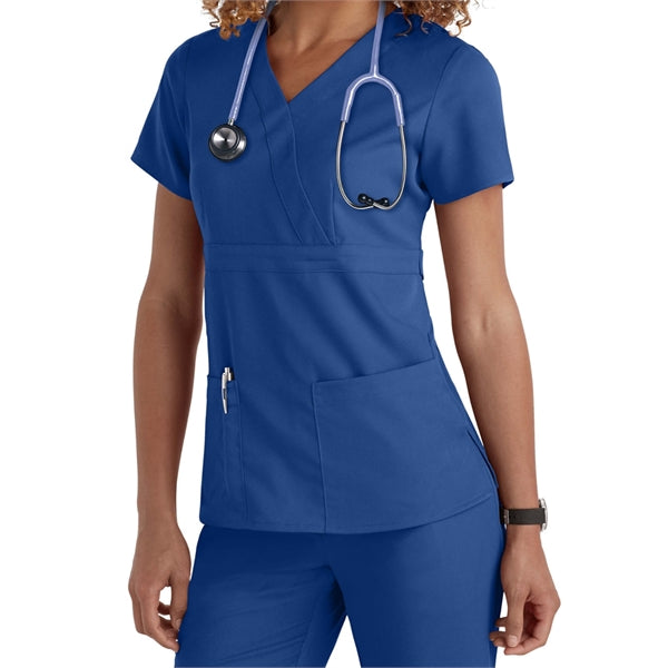 Barco Grey's Anatomy Women's 3-Pocket Mock Wrap Scrub Top