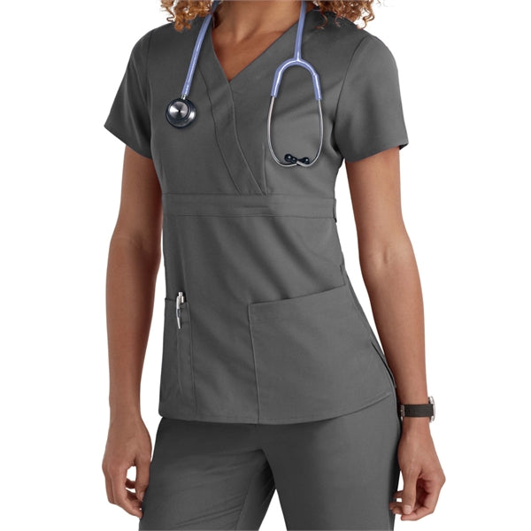 Barco Grey's Anatomy Women's 3-Pocket Mock Wrap Scrub Top