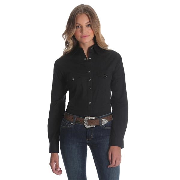 Wrangler Women's Long Sleeve Solid Fashion Workshirt