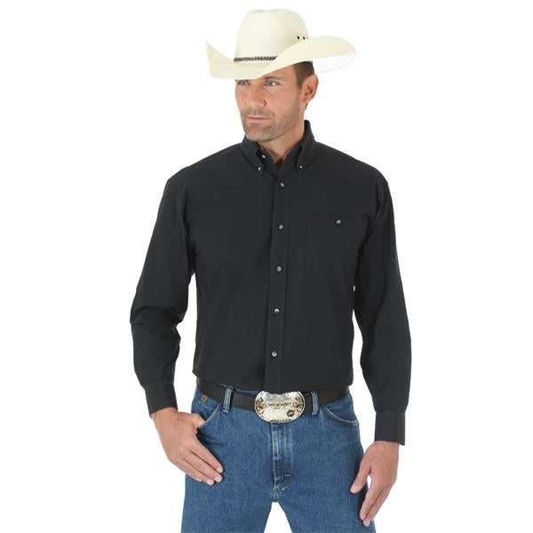 Wrangler George Strait Solid Long Sleeve Twill Shirt