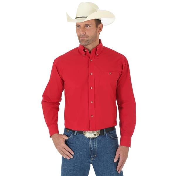 Wrangler George Strait Solid Long Sleeve Twill Shirt