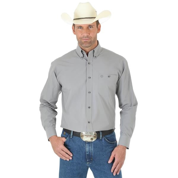 Wrangler George Strait Solid Long Sleeve Twill Shirt